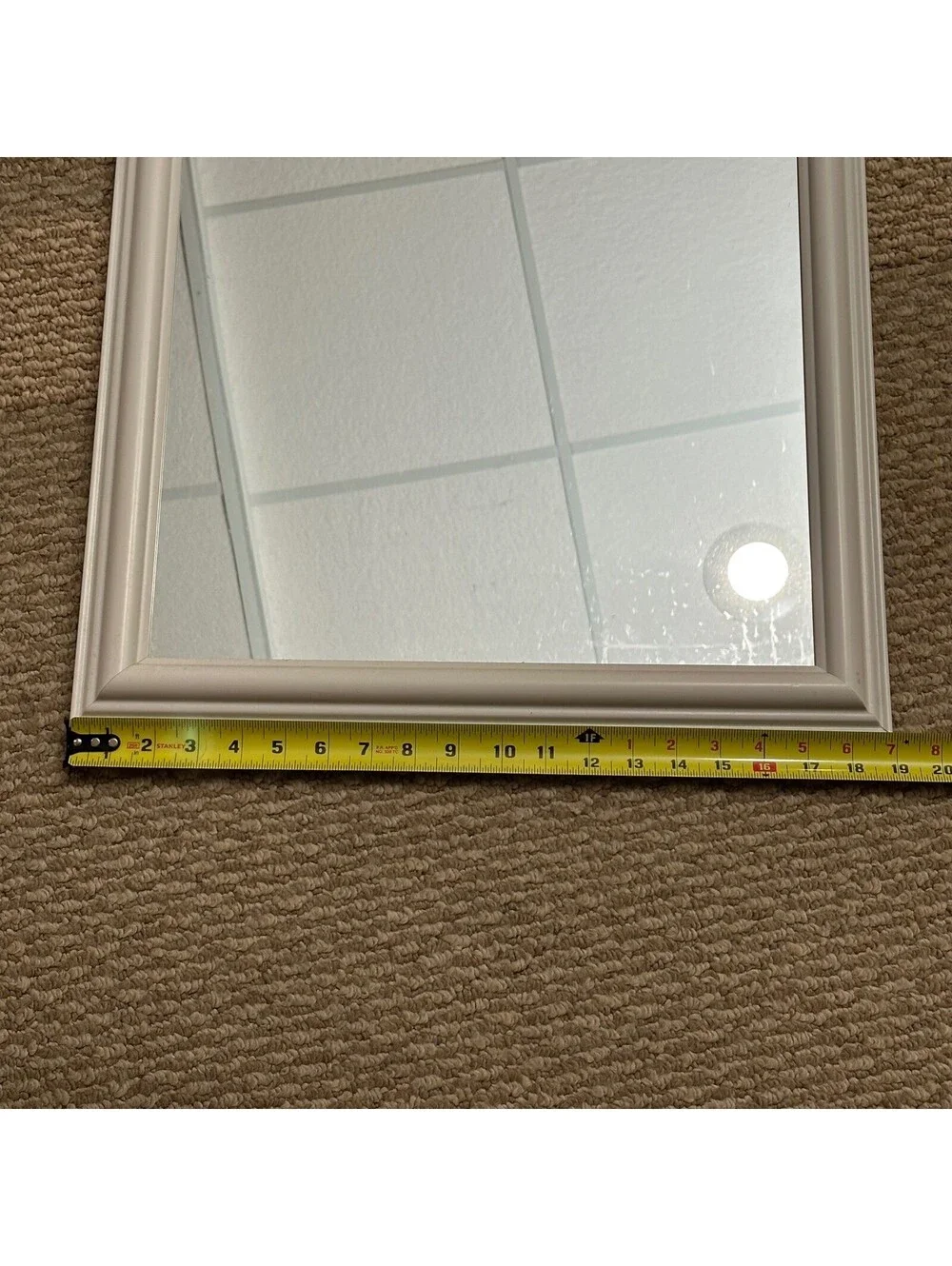 White Framed Wall Mirror 16x20 Rectangle Hanging Home Decor Vanity Preowned Gift